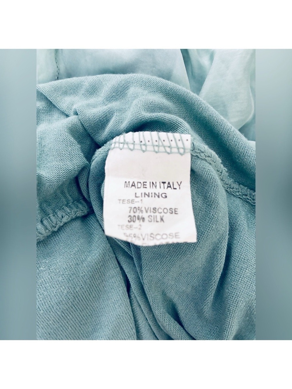 GIUSY Italy Teal/Aqua Blue Silk Blend Airy Bubble Hem Top Women’s Large - Picture 5 of 7